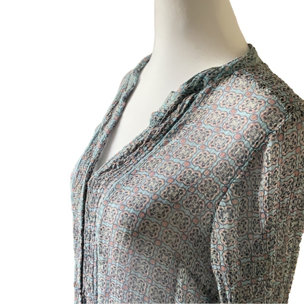 Lucky Brand Medallion Print Sheer Blouse - Picture 5 of 14
